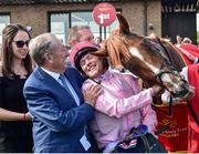 29 June 2019; Co-owner of Sovereign Derrick Smith and jockey Padraig Beggy after winning The Dubai Duty Free Irish Derby during day three of the Irish Derby Festival at The Curragh Racecourse in Kildare. Photo by Matt Browne/Sportsfile