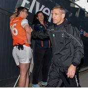 29 June 2019; Armagh manager Kieran McGeeney consoles Ethan Rafferty following the GAA Football All-Ireland Senior Championship Round 3 match between Mayo and Armagh at Elverys MacHale Park in Castlebar, Mayo. Photo by Ben McShane/Sportsfile