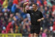 29 June 2019; Referee Maurice Deegan issues a yellow card during the GAA Football All-Ireland Senior Championship Round 3 match between Mayo and Armagh at Elverys MacHale Park in Castlebar, Mayo. Photo by Ben McShane/Sportsfile