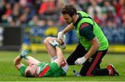 29 June 2019; Colm Boyle of Mayo receives medical attention for an injury during the GAA Football All-Ireland Senior Championship Round 3 match between Mayo and Armagh at Elverys MacHale Park in Castlebar, Mayo. Photo by Brendan Moran/Sportsfile