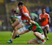 29 June 2019; Paul Hughes of Armagh is tackled by Colm Boyle of Mayo during the GAA Football All-Ireland Senior Championship Round 3 match between Mayo and Armagh at Elverys MacHale Park in Castlebar, Mayo. Photo by Brendan Moran/Sportsfile