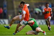 29 June 2019; Paul Hughes of Armagh is tackled by Colm Boyle of Mayo during the GAA Football All-Ireland Senior Championship Round 3 match between Mayo and Armagh at Elverys MacHale Park in Castlebar, Mayo. Photo by Brendan Moran/Sportsfile