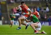 29 June 2019; Paul Hughes of Armagh is tackled by Colm Boyle of Mayo during the GAA Football All-Ireland Senior Championship Round 3 match between Mayo and Armagh at Elverys MacHale Park in Castlebar, Mayo. Photo by Brendan Moran/Sportsfile