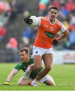 29 June 2019; Stefan Campbell of Armagh is tackled by Donal Vaughan of Mayo during the GAA Football All-Ireland Senior Championship Round 3 match between Mayo and Armagh at Elverys MacHale Park in Castlebar, Mayo. Photo by Brendan Moran/Sportsfile