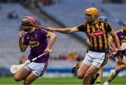 30 June 2019; David Cantwell of Wexford in action against William Halpin of Kilkenny during the Leinster GAA Hurling Minor Championship Final match between Kilkenny and Wexford at Croke Park in Dublin. Photo by Ray McManus/Sportsfile