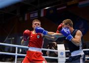 30 June 2019; Kurt Walker of Ireland in action against Mykola Butsenko of Ukraine during their Men’s Bantamweight final bout at Uruchie Sports Palace on Day 10 of the Minsk 2019 2nd European Games in Minsk, Belarus. Photo by Seb Daly/Sportsfile