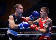 30 June 2019; Kurt Walker of Ireland, right, in action against Mykola Butsenko of Ukraine during their Men’s Bantamweight final bout at Uruchie Sports Palace on Day 10 of the Minsk 2019 2nd European Games in Minsk, Belarus. Photo by Seb Daly/Sportsfile