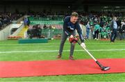 30 June 2019; William Carroll, Munster Council, vacuums the red carpet before the teams and officials met with President of Ireland Michael D Higgins before the Munster GAA Hurling Senior Championship Final match between Limerick and Tipperary at LIT Gaelic Grounds in Limerick. Photo by Piaras Ó Mídheach/Sportsfile