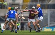 30 June 2019; Joey Boyle of Westmeath in action against Ryan Mullaney, left, and Padraig Delaney of Laois during the Joe McDonagh Cup Final match between Laois and Westmeath at Croke Park in Dublin. Photo by Daire Brennan/Sportsfile