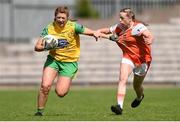 30 June 2019; Shannon McGroddy of Donegal in action against Aoife McCoy of Armagh during the Ladies Football Ulster Senior Championship Final match between Armagh and Donegal at St Tiernach's Park in Clones, Monaghan. Photo by Ben McShane/Sportsfile
