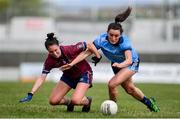 30 June 2019; Niamh McEvoy of Dublin in action against Maud Annie Foley of Westmeath during the Ladies Football Leinster Senior Championship Final match between Dublin and Westmeath at Netwatch Cullen Park in Carlow. Photo by Sam Barnes/Sportsfile