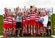 30 June 2019; Cork players celebrate after winning the Gaynor cup final at the Fota Island FAI Gaynor Tournament U15 Finals at UL Sports in the University of Limerick. Photo by Eóin Noonan/Sportsfile