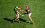 30 June 2019; Lee Chin of Wexford gets involved with Paddy Deegan of Kilkenny during the Leinster GAA Hurling Senior Championship Final match between Kilkenny and Wexford at Croke Park in Dublin. Photo by Daire Brennan/Sportsfile