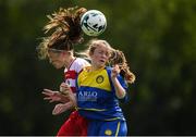 30 June 2019; Mia O'Connell of Cork in action against Emma O'Sullivan of Tipperary during the Gaynor cup final at the Fota Island FAI Gaynor Tournament U15 Finals at UL Sports in the University of Limerick. Photo by Eóin Noonan/Sportsfile
