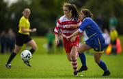 30 June 2019; Laura Shine of Cork in action against Leah Martin of South Tipperary during the Gaynor cup final at the Fota Island FAI Gaynor Tournament U15 Finals at UL Sports in the University of Limerick. Photo by Eóin Noonan/Sportsfile