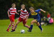 30 June 2019; Laura Shine of Cork in action against Brid McNagh of South Tipperary during the Gaynor cup final at the Fota Island FAI Gaynor Tournament U15 Finals at UL Sports in the University of Limerick. Photo by Eóin Noonan/Sportsfile