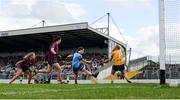 30 June 2019; Oonagh Whyte of Dublin shoots to score her side's second goal of the game despite the efforts of Lauren McCormack of Westmeath during the Ladies Football Leinster Senior Championship Final match between Dublin and Westmeath at Netwatch Cullen Park in Carlow. Photo by Sam Barnes/Sportsfile