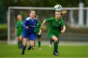 30 June 2019; Wiktoria Gorczyca of Carlow in action against Sorcha Feehily of Sligo/Leitrim during the shield final at the Fota Island FAI Gaynor Tournament U15 Finals at UL Sports in the University of Limerick. Photo by Eóin Noonan/Sportsfile