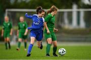 30 June 2019; Wiktoria Gorczyca of Carlow in action against Sorcha Feehily of Sligo/Leitrim during the shield final at the Fota Island FAI Gaynor Tournament U15 Finals at UL Sports in the University of Limerick. Photo by Eóin Noonan/Sportsfile