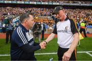 30 June 2019; Wexford manager Davy Fitzgerald, left, shakes hands with Kilkenny manager Brian Cody following the Leinster GAA Hurling Senior Championship Final match between Kilkenny and Wexford at Croke Park in Dublin. Photo by Ramsey Cardy/Sportsfile