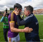 30 June 2019; Liam Óg McGovern is congratulated by Wexford manager Davy Fitzgerald following the Leinster GAA Hurling Senior Championship Final match between Kilkenny and Wexford at Croke Park in Dublin. Photo by Ramsey Cardy/Sportsfile