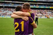 30 June 2019; Séamus Casey, left, and Cathal Dunbar of Wexford celebrate after the Leinster GAA Hurling Senior Championship Final match between Kilkenny and Wexford at Croke Park in Dublin. Photo by Ray McManus/Sportsfile