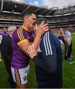 30 June 2019; Lee Chin is congratulated by Wexford manager Davy Fitzgerald following the Leinster GAA Hurling Senior Championship Final match between Kilkenny and Wexford at Croke Park in Dublin. Photo by Ramsey Cardy/Sportsfile