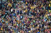 30 June 2019; Wexford supporters in the Cusack Stand celebrate after the Leinster GAA Hurling Senior Championship Final match between Kilkenny and Wexford at Croke Park in Dublin. Photo by Daire Brennan/Sportsfile