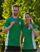 30 June 2019; Badminton Mixed Doubles bronze medallists Samuel and Chole Magee of Ireland prior to the closing ceremony on Day 10 of the Minsk 2019 2nd European Games in Minsk, Belarus. Photo by Seb Daly/Sportsfile