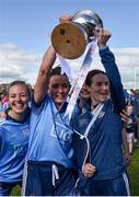 30 June 2019; Dublin players, from left, Nicole Owens, Niamh McEvoy and Sinead Aherne celebrate with the cup following the Ladies Football Leinster Senior Championship Final match between Dublin and Westmeath at Netwatch Cullen Park in Carlow. Photo by Sam Barnes/Sportsfile