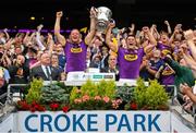 30 June 2019; Wexford joint-captains Matthew O'Hanlon and Lee Chin lift the cup following the Leinster GAA Hurling Senior Championship Final match between Kilkenny and Wexford at Croke Park in Dublin. Photo by Ramsey Cardy/Sportsfile