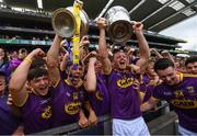30 June 2019; The Wexford team celebrate with the winning Wexford minor team following the Leinster GAA Hurling Senior Championship Final match between Kilkenny and Wexford at Croke Park in Dublin. Photo by Ramsey Cardy/Sportsfile