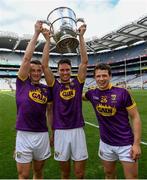 30 June 2019; Ian Byrne, Paul Morris and Gavin Bailey of Wexford following the Leinster GAA Hurling Senior Championship Final match between Kilkenny and Wexford at Croke Park in Dublin. Photo by Ramsey Cardy/Sportsfile