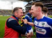 30 June 2019; Laois manager Eddie Brennan and John Lennon of Laois celebrate after the Joe McDonagh Cup Final match between Laois and Westmeath at Croke Park in Dublin. Photo by Daire Brennan/Sportsfile
