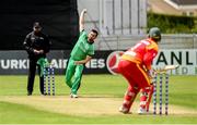 1 July 2019; Tim Murtagh of Ireland bowling to Brendan Taylor of Zimbabwe during the Men’s Cricket 1st One Day International match between  Ireland and Zimbabwe at Bready Cricket Club, in Magheramason, Tyrone. Photo by Oliver McVeigh/Sportsfile