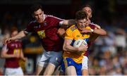 29 June 2019; Sean O'Donoghue of Clare in action against James Dolan, left, and Kevin Maguire of Westmeath during the GAA Football All-Ireland Senior Championship Round 3 match between Westmeath and Clare at TEG Cusack Park in Mullingar, Westmeath. Photo by Sam Barnes/Sportsfile