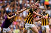 30 June 2019; Kevin Foley of Wexford blocks a shot at goal by Adrian Mullen of Kilkenny during the Leinster GAA Hurling Senior Championship Final match between Kilkenny and Wexford at Croke Park in Dublin. Photo by Ramsey Cardy/Sportsfile