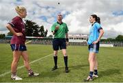 30 June 2019; Fiona Claffey of Westmeath and Sinead Aherne of Dublin watch on as Referee Niall McCormack makes the toss ahead of the Ladies Football Leinster Senior Championship Final match between Dublin and Westmeath at Netwatch Cullen Park in Carlow. Photo by Sam Barnes/Sportsfile