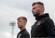 1 July 2019; Andy Boyle, right, and Dylan Hand of Dundalk prior to the SSE Airtricity League Premier Division match between Dundalk and Waterford at Oriel Park in Dundalk, Louth. Photo by Ben McShane/Sportsfile