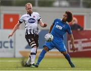 1 July 2019; Chris Shields of Dundalk in action against Bastien Héry of Waterford during the SSE Airtricity League Premier Division match between Dundalk and Waterford at Oriel Park in Dundalk, Louth. Photo by Ben McShane/Sportsfile