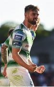 1 July 2019; Greg Bolger of Shamrock Rovers celebrates after scoring his side's first goal during the SSE Airtricity League Premier Division match between St Patrick's Athletic and Shamrock Rovers at Richmond Park in Dublin. Photo by Eóin Noonan/Sportsfile