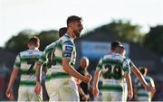 1 July 2019; Greg Bolger of Shamrock Rovers celebrates after scoring his side's first goal during the SSE Airtricity League Premier Division match between St Patrick's Athletic and Shamrock Rovers at Richmond Park in Dublin. Photo by Eóin Noonan/Sportsfile