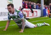 1 July 2019; Sean Kavanagh of Shamrock Rovers celebrates after scoring his side's second goal during the SSE Airtricity League Premier Division match between St Patrick's Athletic and Shamrock Rovers at Richmond Park in Dublin. Photo by Eóin Noonan/Sportsfile