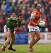 29 June 2019; Brendan Donaghy of Armagh and James Carr of Mayo during the GAA Football All-Ireland Senior Championship Round 3 match between Mayo and Armagh at Elverys MacHale Park in Castlebar, Mayo. Photo by Ben McShane/Sportsfile