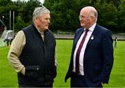 2 July 2019; Uachtarán Chumann Lúthchleas Gael John Horan with one of his predecessors Sean McCague at the GAA Football All Ireland Senior Championship Series National Launch at Scotstown GAA Club, St Mary's Park, Scotstown, Co. Monaghan. Photo by Ray McManus/Sportsfile