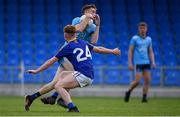 2 June 2019; David Lacey of Dublin in action against Shane Campbell of Longford during the EirGrid Leinster GAA Football Under 20 Championship Quarter-Final match between Longford and Dublin at Glennon Brothers Pearse Park in Longford. Photo by Eóin Noonan/Sportsfile