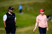 3 July 2019; Shane Lowry of Ireland, with Limerick hurler Cian Lynch during the Pro-Am round ahead of the Dubai Duty Free Irish Open at Lahinch Golf Club in Lahinch, Co. Clare. Photo by Ramsey Cardy/Sportsfile