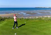3 July 2019; Limerick hurler Cian Lynch plays his 7th tee shot during the Pro-Am round ahead of the Dubai Duty Free Irish Open at Lahinch Golf Club in Lahinch, Co. Clare. Photo by Ramsey Cardy/Sportsfile