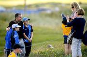 3 July 2019; Wexford hurling manager Davy Fitzgerald poses with fans during the Pro-Am round ahead of the Dubai Duty Free Irish Open at Lahinch Golf Club in Lahinch, Co. Clare. Photo by Ramsey Cardy/Sportsfile