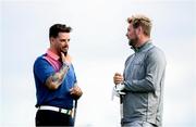 3 July 2019; Boyzlife duo Keith Duffy, left, and Brian McFadden during the Pro-Am round ahead of the Dubai Duty Free Irish Open at Lahinch Golf Club in Lahinch, Co. Clare. Photo by Ramsey Cardy/Sportsfile